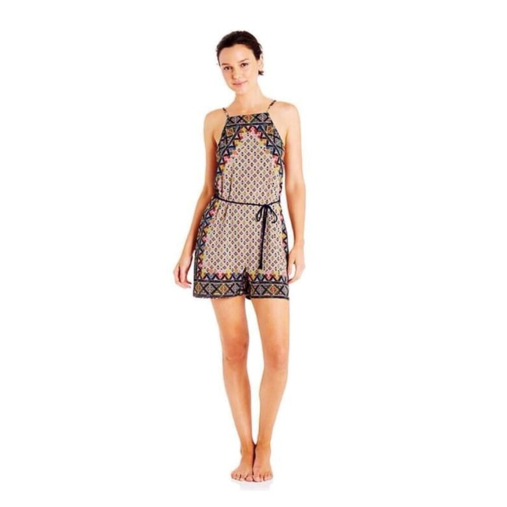 Tigerlily Boho Batik Renaissance Gypsy Beach Ditsy Spaghetti Strap Romper Large
